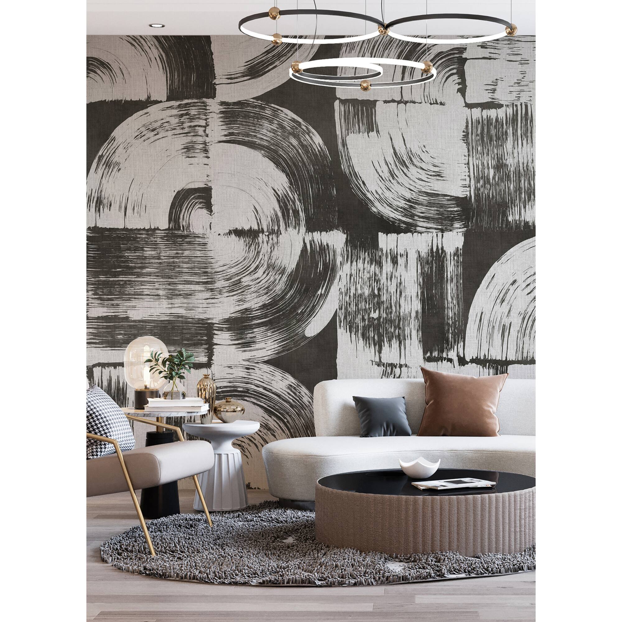 Katie Hunt Charcoal Gray Brushstrokes Wall Mural